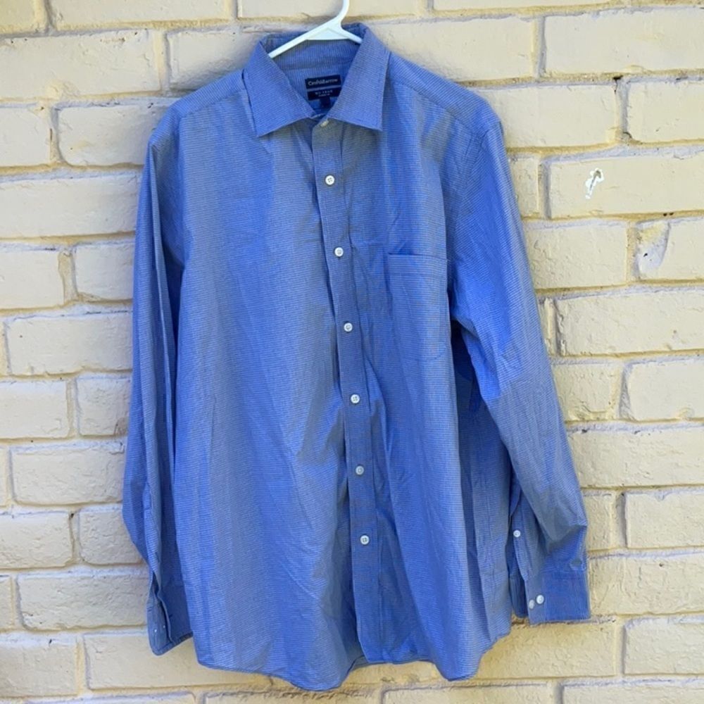 Take 50% OFF-CROFT&BARROW No Iron Men’s Long-sleeved Blue Shirt, Size 17 - 34/35